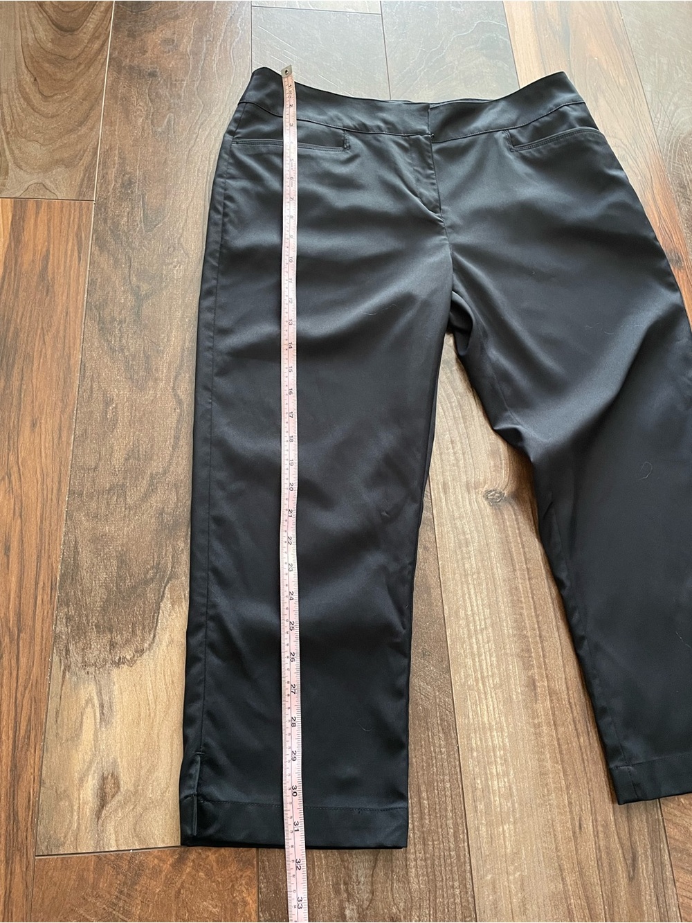 PGA TOUR Black Tech Golf Capri Pants Cropped Slit Hem Trousers | Women’s Size 8